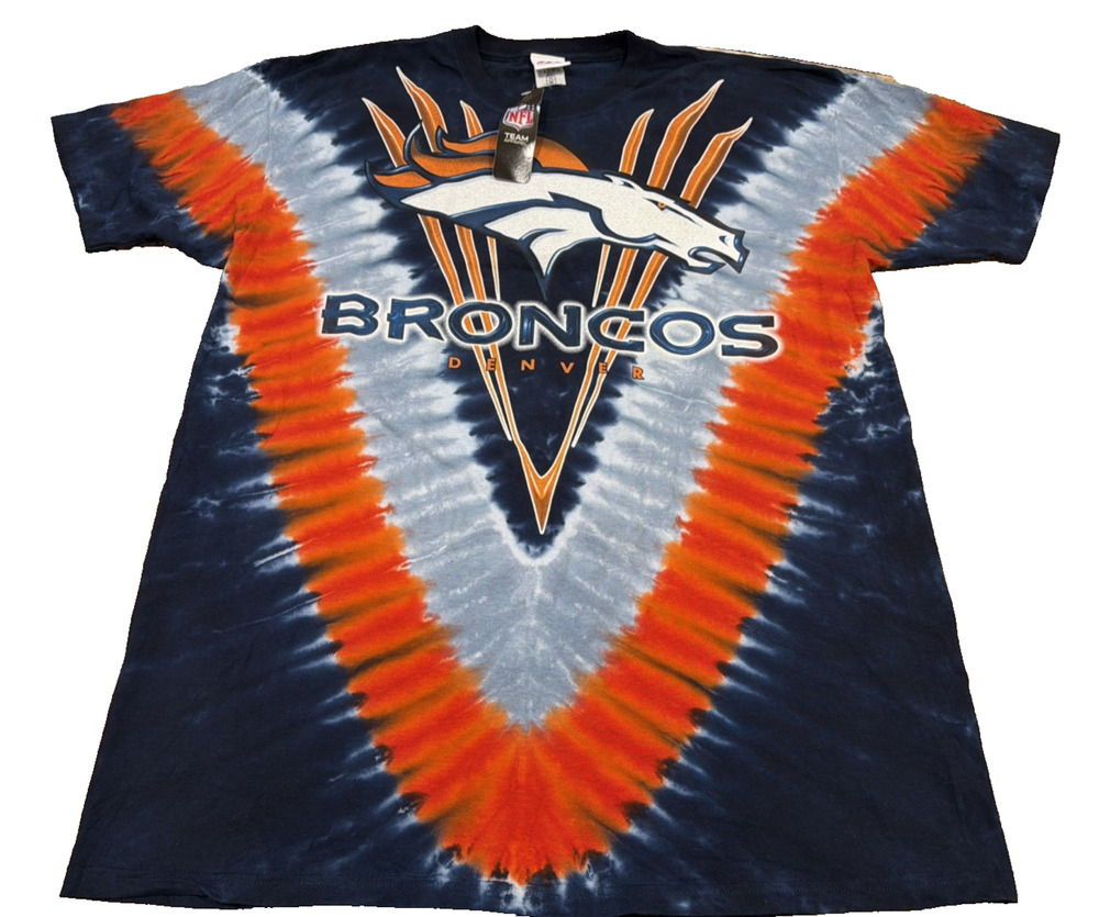 Denver Broncos Majestic Tie Dye Shirt 2XL NWT Double Sided NFL
